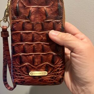 Brahmin Chestnut Croc-Embossed Wristlet